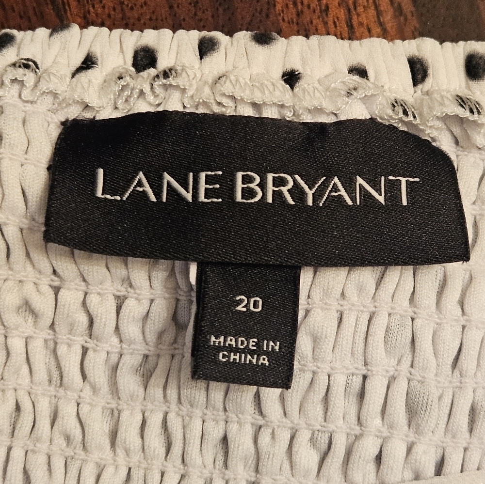 Lane Bryant White Polka Dot Dress Knee Length Sleeveless V Neck Empire Waist 20 - Picture 13 of 15